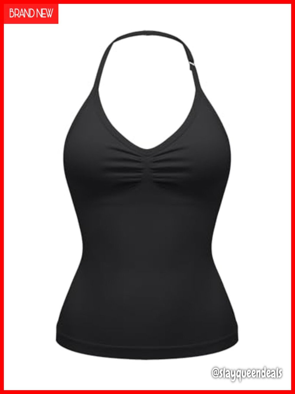 Seamless Halter Workout Tank Top with Built-in Bra & Adjustable Straps